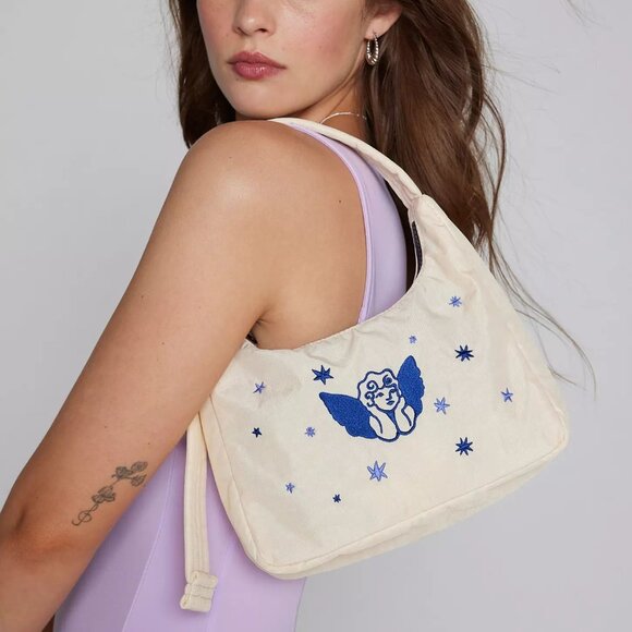 NWT Baggu Mini Nylon Shoulder Bag - Embroidered Cherub - Picture 1 of 7